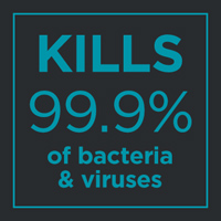 Kills 99.9% of bacteria & viruses