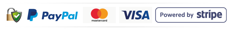 Shop securely with Paypal, Visa, Mastercard and more - we accept debt and credit cards